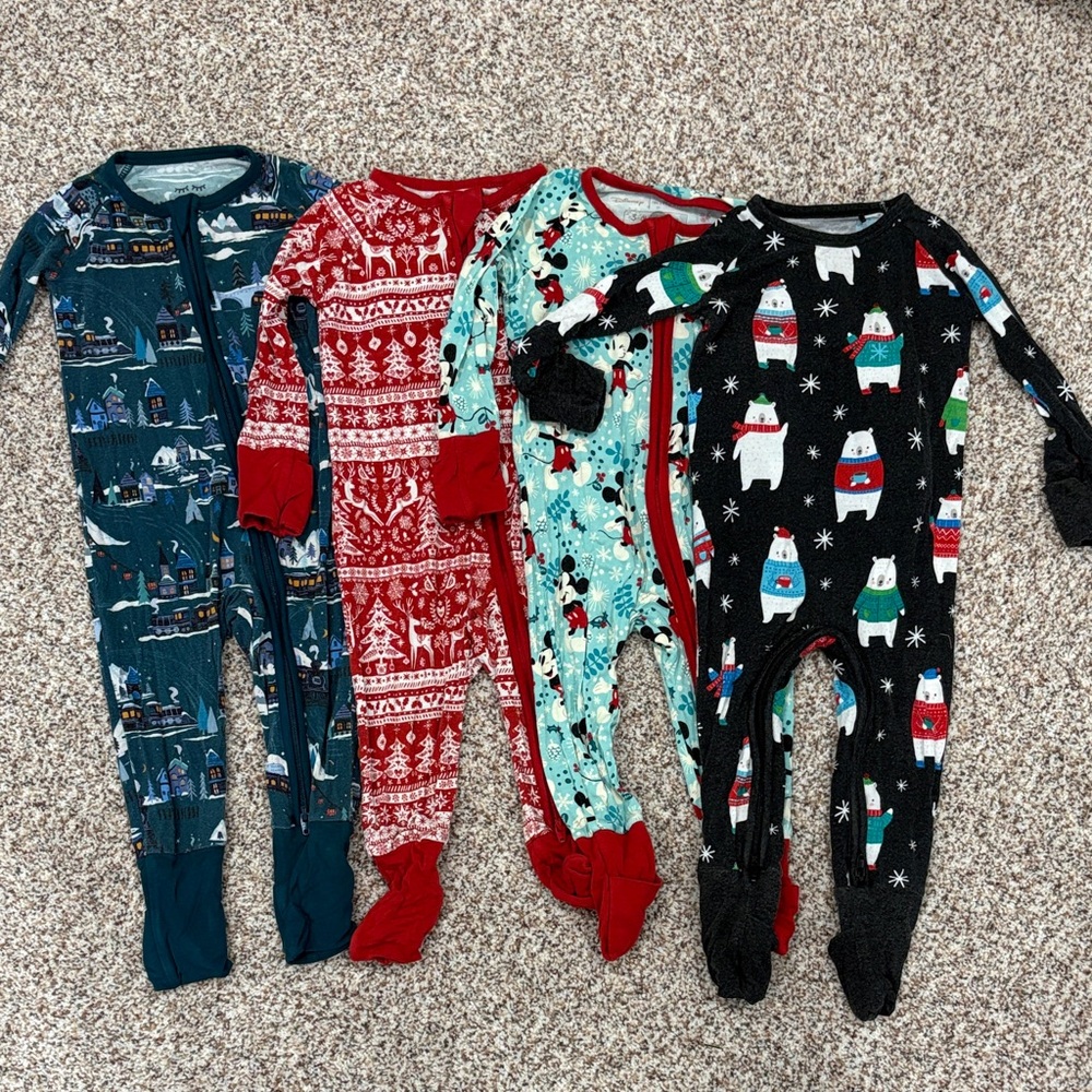 Little Sleepies Zippies 3-6M holiday/ winter themed